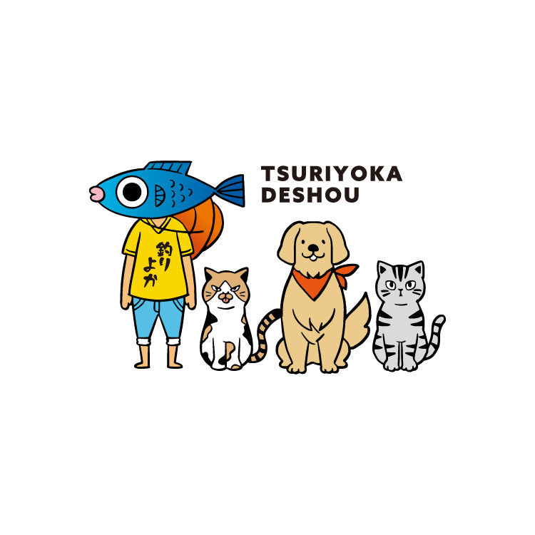 【釣りよかでしょう。】釣りよかくんまりもまるみー勢ぞろいTシャツ(ホワイト)