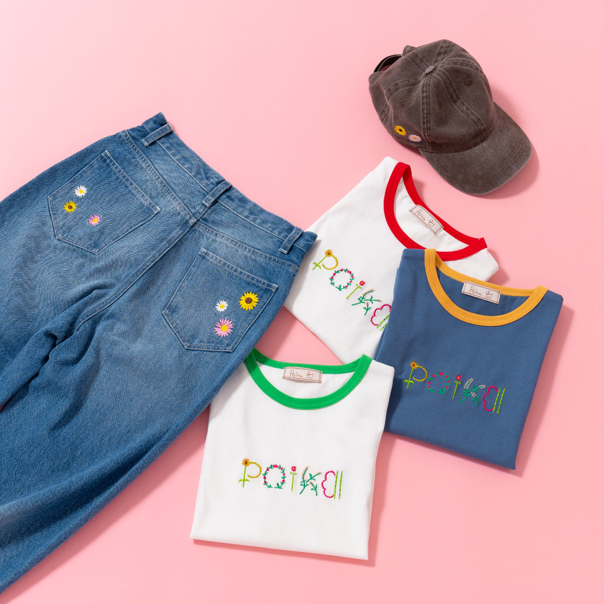 【Poika】フラワー刺繍キャップ