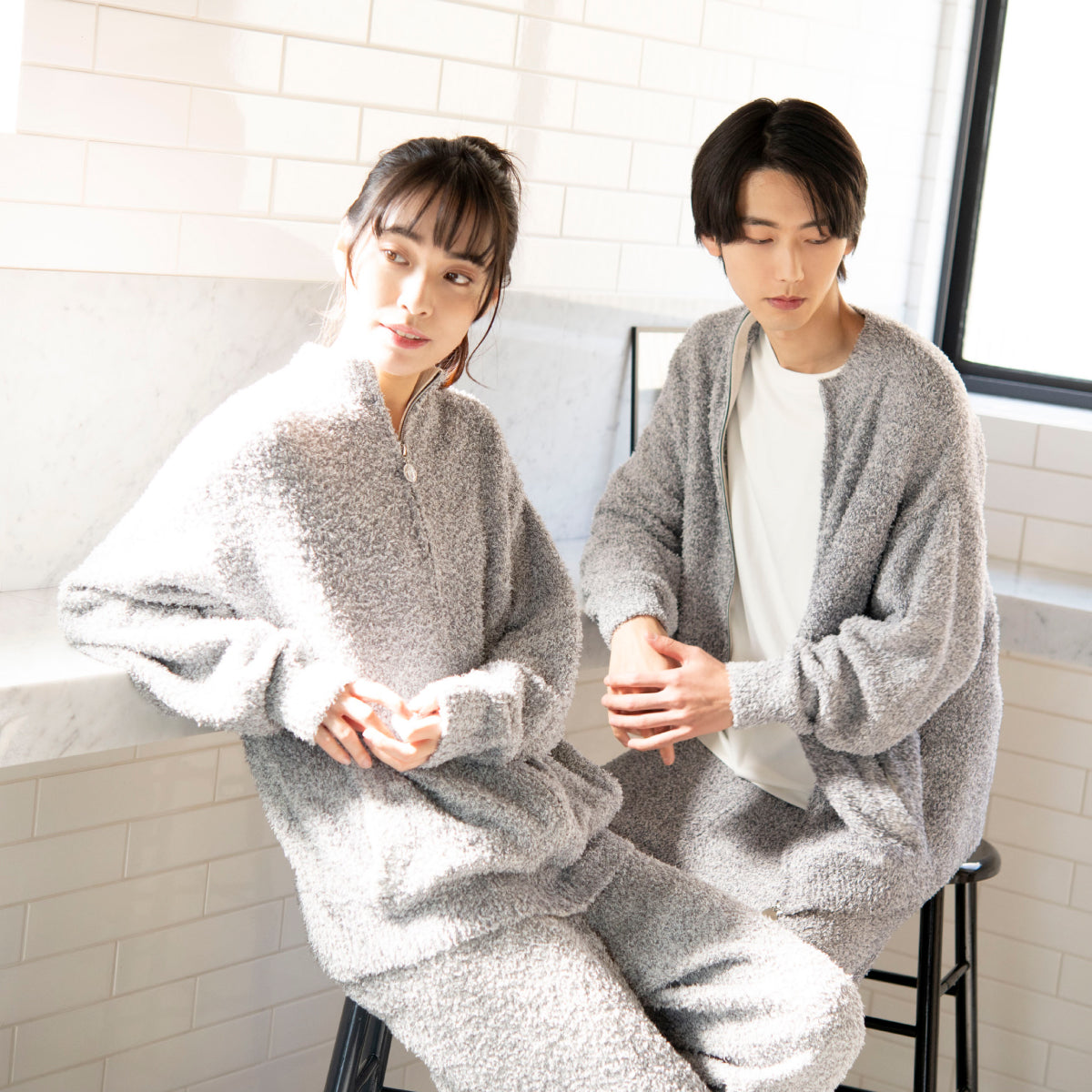 【House Love】Melange Knit Zip Cardigan