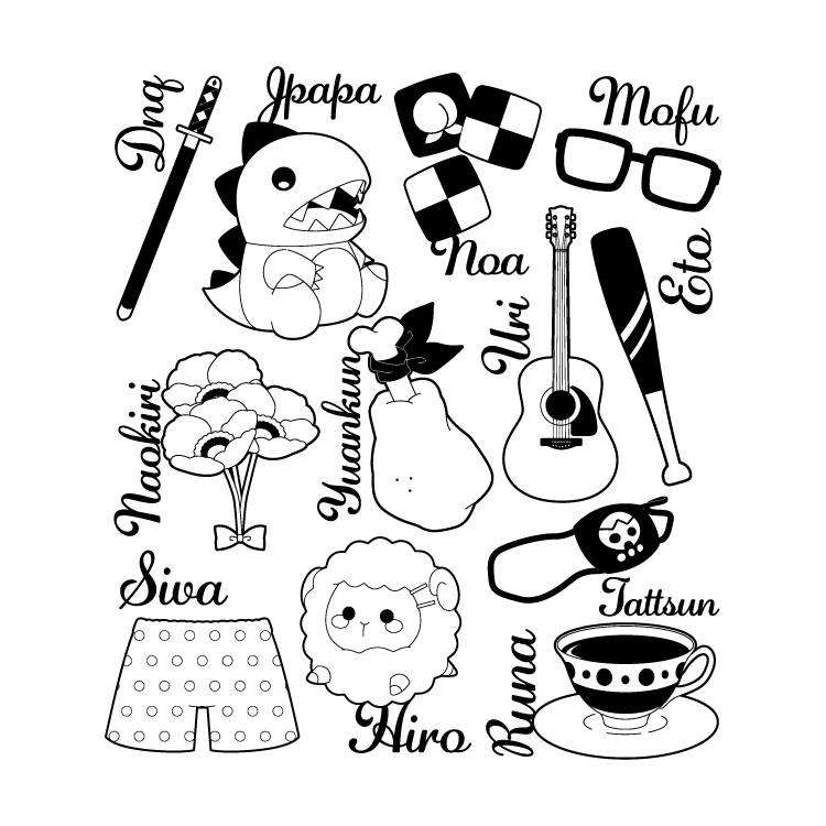 【カラフルピーチ】キッズTシャツ2023(メンバーモチーフ Ver.)B ホワイト