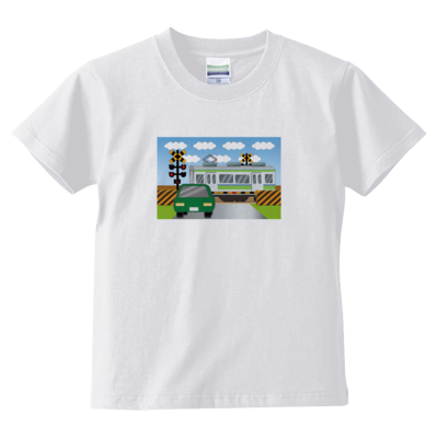 踏切電車 Tシャツ(キッズサイズ)