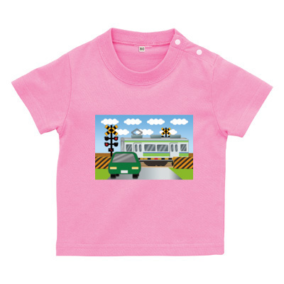 踏切電車 ベビーTシャツ