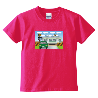 踏切電車 Tシャツ(キッズサイズ)