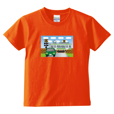 踏切電車 Tシャツ(キッズサイズ)