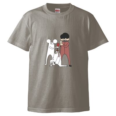 【はじめまして松尾です】ニワトリを食べようとしてるTシャツ