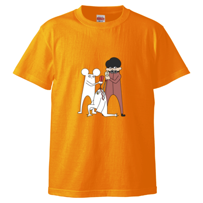 【はじめまして松尾です】ニワトリを食べようとしてるTシャツ
