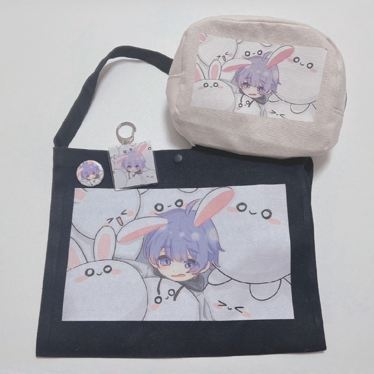 しろくるうさぎまみれ缶バッチ