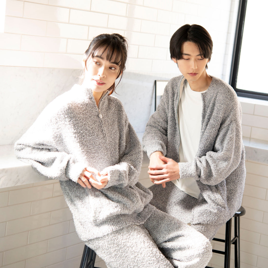 【House Love】Melange Knit Zip Cardigan