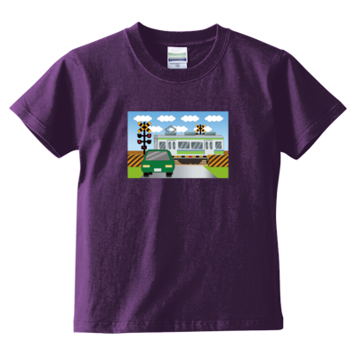 踏切電車 Tシャツ(キッズサイズ)