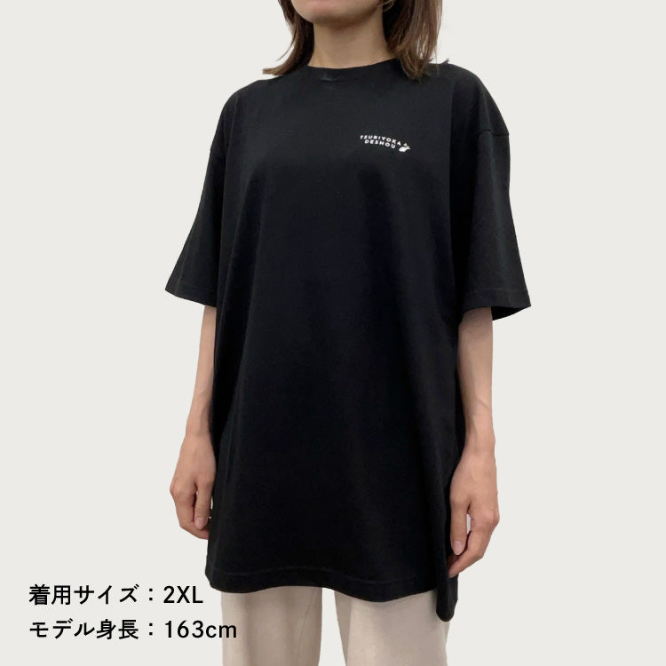 【釣りよかでしょう。】両面ロゴTシャツ_ブラック