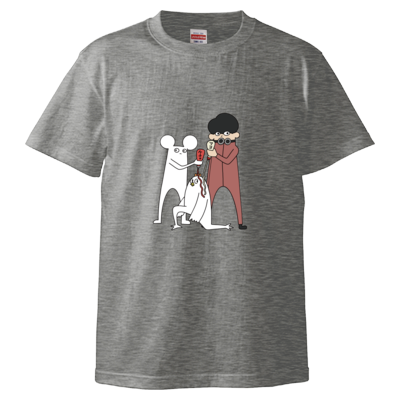 【はじめまして松尾です】ニワトリを食べようとしてるTシャツ