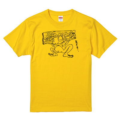 【釣りよかでしょう。】カエルTシャツ（ブラックイラスト）