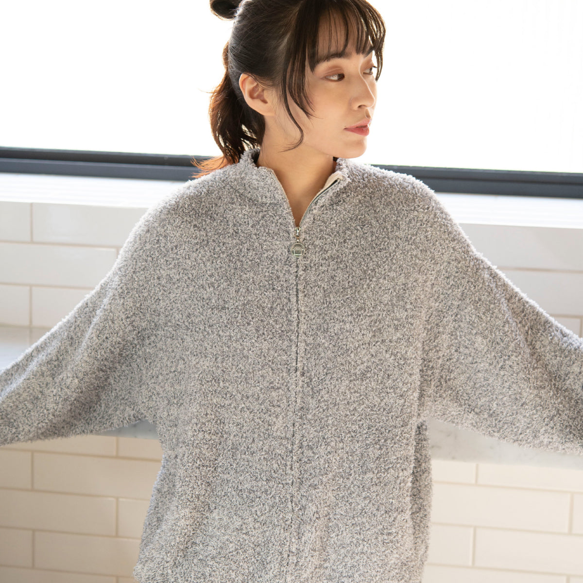 【House Love】Melange Knit Zip Cardigan