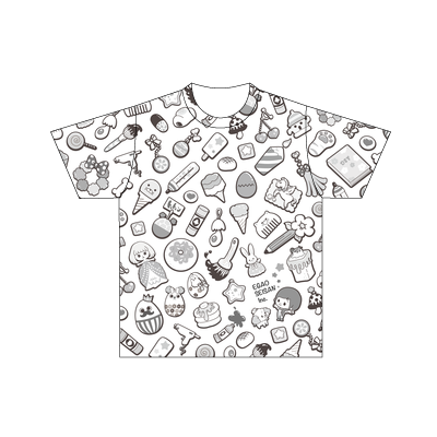 こうじょうちょーのゆめごこちTシャツ【モノクロ】 Designed by やまもとしんじ（130サイズ/ドライTシャツ/前面のみ印刷）