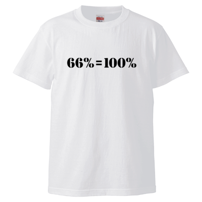 【RYUオリジナルデザイン】迷言Tシャツ「66%=100%」