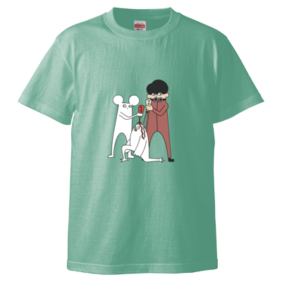 【はじめまして松尾です】ニワトリを食べようとしてるTシャツ