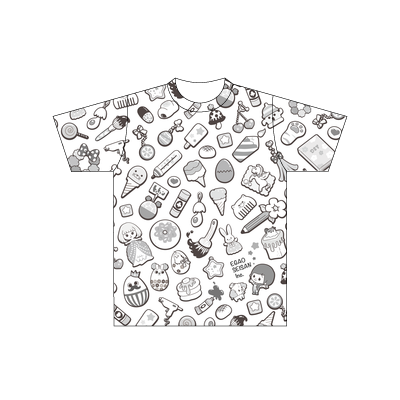 こうじょうちょーのゆめごこちTシャツ【モノクロ】 Designed by やまもとしんじ（150サイズ/ドライTシャツ/前面のみ印刷）