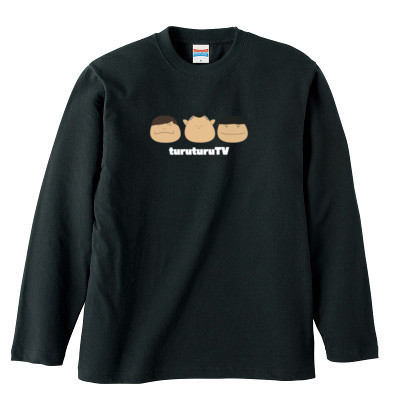 つるリキポーク顔Tシャツ（長袖）(黒)