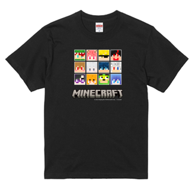 マイクラサンプル_カラフルピーチTシャツ(ブラック)