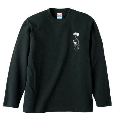 いぬねこサンプル ロングスリーブTシャツ（リブなし）（ブラック）