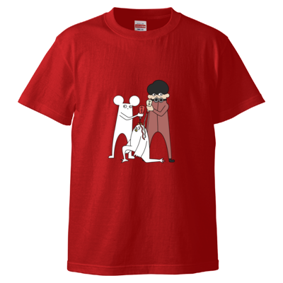【はじめまして松尾です】ニワトリを食べようとしてるTシャツ