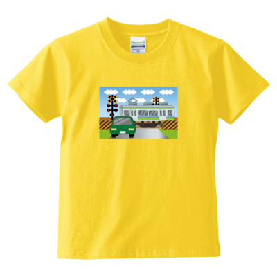 踏切電車 Tシャツ(キッズサイズ)