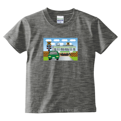 踏切電車 Tシャツ(キッズサイズ)