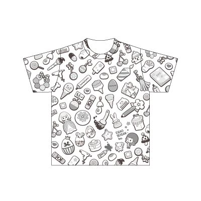 こうじょうちょーのゆめごこちTシャツ【モノクロ】 Designed by やまもとしんじ（120サイズ/ドライTシャツ/前面のみ印刷）