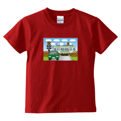 踏切電車 Tシャツ(キッズサイズ)