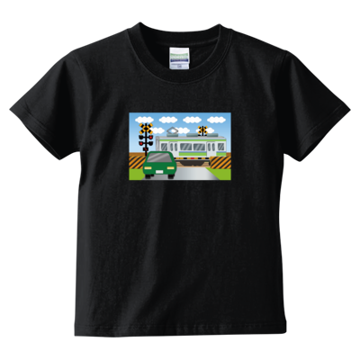 踏切電車 Tシャツ(キッズサイズ)