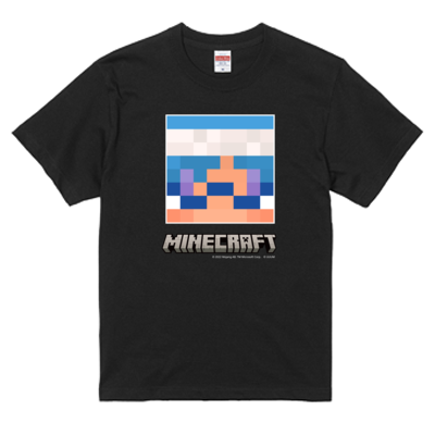 マイクラサンプル_飛び石のしゅんTシャツ(ブラック)