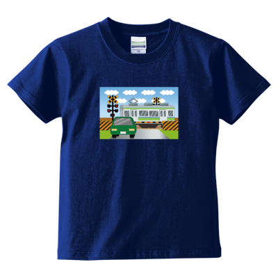 踏切電車 Tシャツ(キッズサイズ)