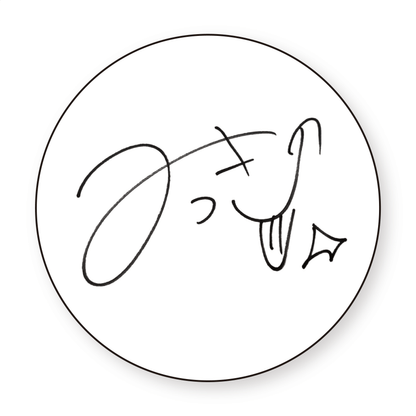 これがみっきーのサインです。缶バッチ